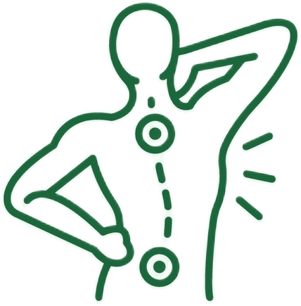 Line icon of a person with pain points along the spine and lower back