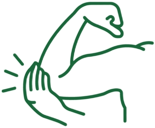 Line icon of a hand holding a painful elbow