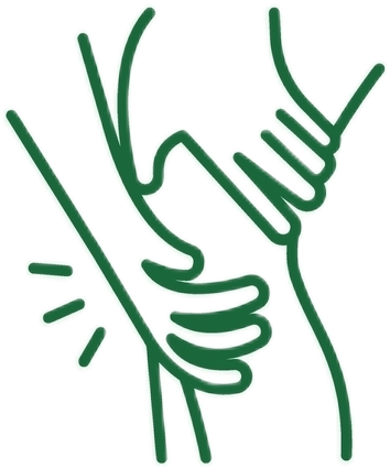 Line icon of hands holding a painful knee