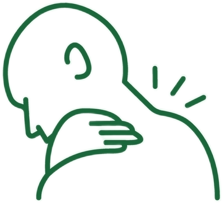 Line icon of a person holding the back of their neck in pain