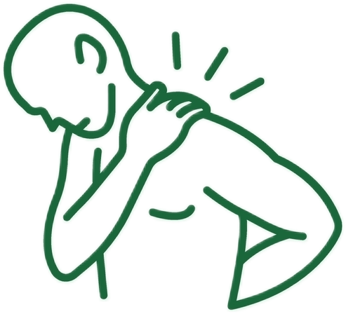 Line icon of a person holding a painful shoulder